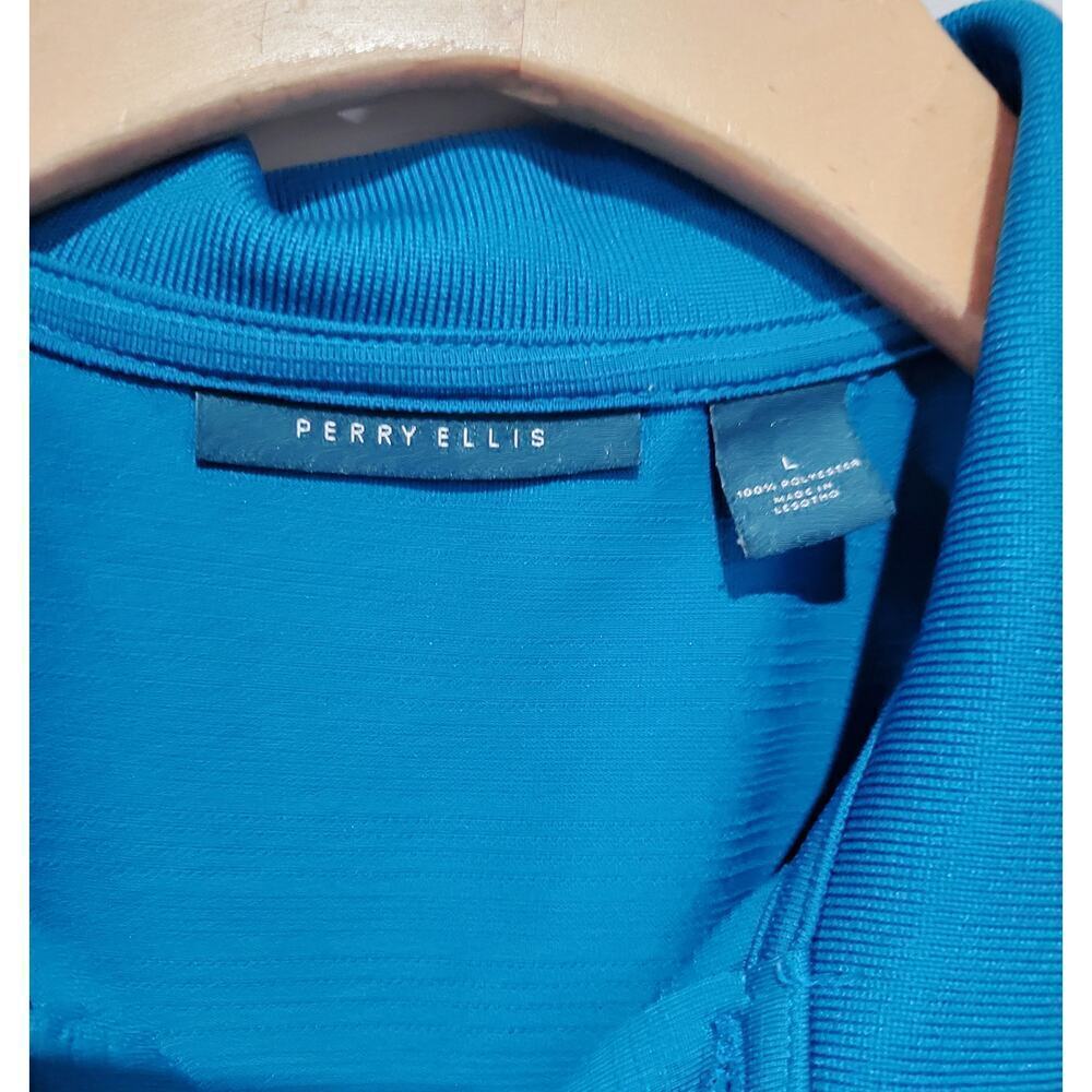 Perry Ellis men's teal short sleeves polo shirt - large - Picture 6 of 7
